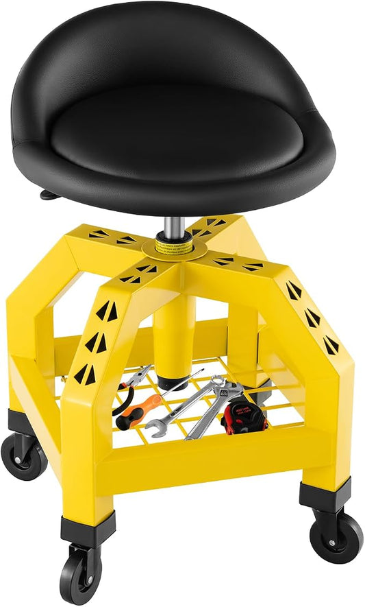 Goplus Rolling Garage Stool, 22.5”-27.5” Adjustable Mechanic Chair by Goplus