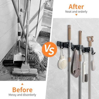 Broom Hanger and Mop Holder, Heavy Duty Garden Tool Organizer Rack Rake and - Image 3