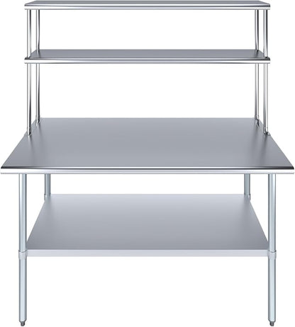 Amgood Stainless Steel Work Table Double Tier Overshelf | Metal Kitchen Prep - Image 2