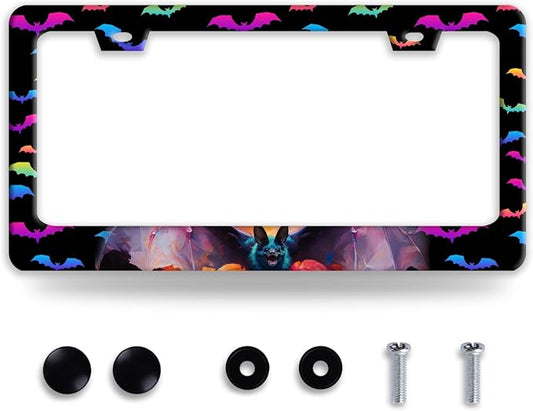 Bat License Plate Frame Funny Gothic License Plate Frames Stainless Steel by BRAGHRTED