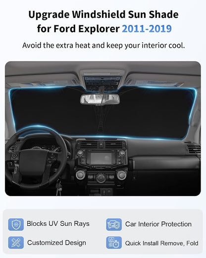 Windshield Sun Shade for 2011-2019 Ford Explorer SUV, ST XLT, Platinum - Image 4