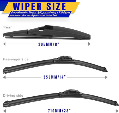 3 wipers Replacement for 2012-2019 Toyota Prius C, Windshield Wiper Blades - Image 2