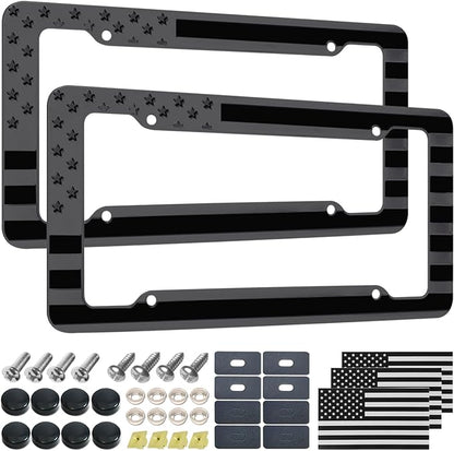 Black American Flag License Plate Frame- Front Rear Patriotic USA ‌Car Tag by NJNYLLC