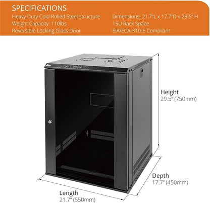 Tecmojo 15U Wall Mount Rack Network Cabinet - Image 2