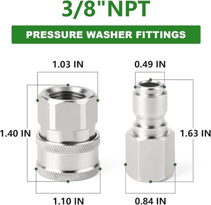 TAISHER 4PCS 304 Stainless Steel Pressure Washer Adapter Kit, Quick Connect - Image 2