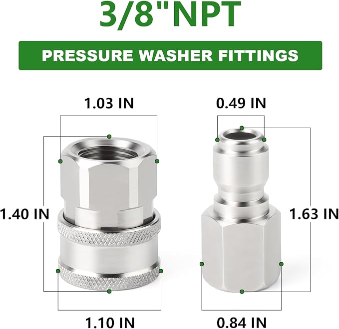 TAISHER 12PCS 304 Stainless Steel Pressure Washer Adapter Kit, Quick Connect - Image 2