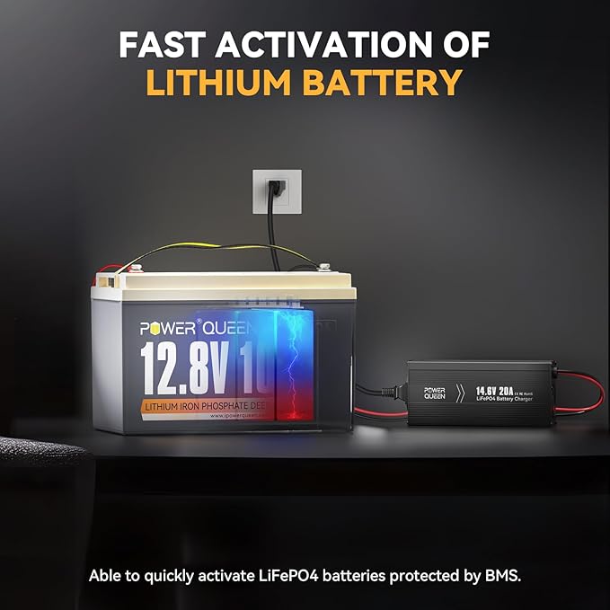 Power Queen 14.6V 20A LiFePO4 Battery Charger, 2-Stage Automatic Smart Battery - Image 4