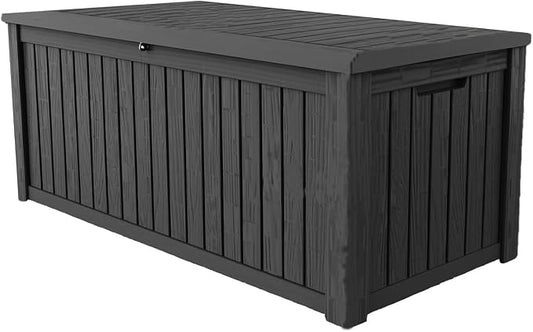 180 Gallon Lockable Resin Deck Box, Waterproof & UV-Resistant Outdoor Storage by Home