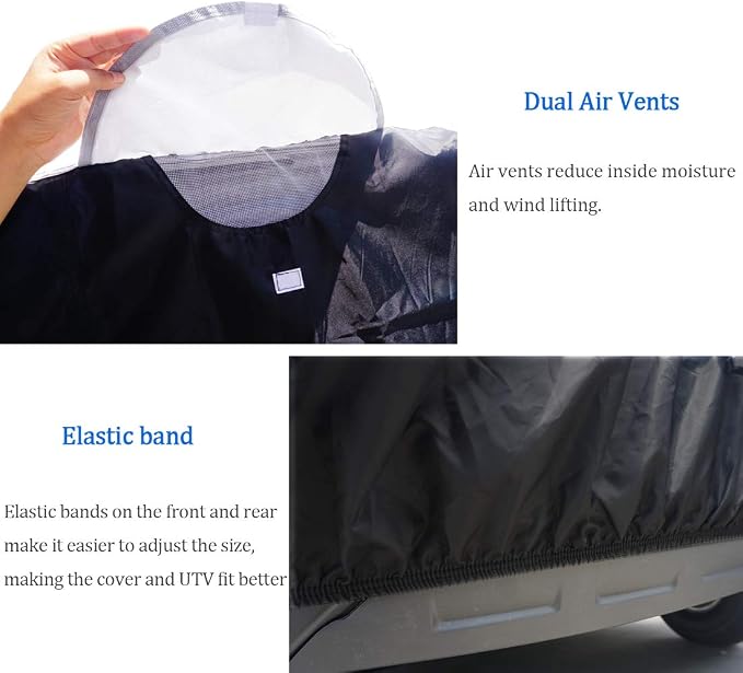 UTV Cover for 2 Seater Black Deluxe Waterproof Oxford Material 114’’x60’’x75’’ - Image 4