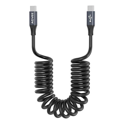 AGVEE 5ft Coiled Short USB-C to USB-C Charging Cable 60W PD Fast Charger Cord by AGVEE