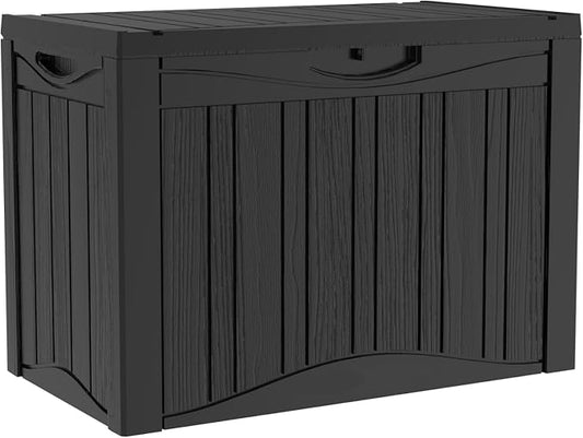 45 Gallon Lockable Resin Deck Box, Waterproof & UV-Resistant Outdoor Storage Box by Home