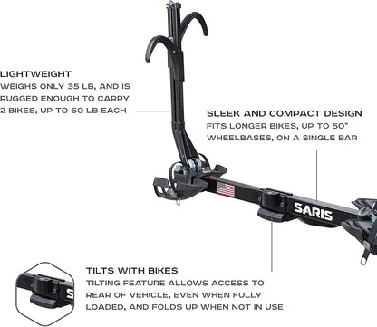 Saris SuperClamp EX 2-Bike Hitch Rack – Lightweight Platform Bike Carrier - Image 2