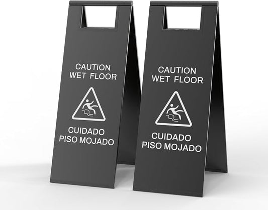 Stainless Steel Wet Floor Sign 2 Pack, 24 Inch Double-Sided Foldable Caution by CrazyAnt
