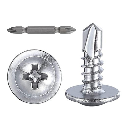 Wensilon（300pcs）#8×1/2”for Sheet Metal Self-Tapping Screws 410 Stainless Steel by Wensilon