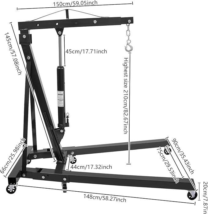 Folding Engine Crane 1 Ton Folding Engine Hoist 2200lbs Heavy Duty Hydraulic - Image 2