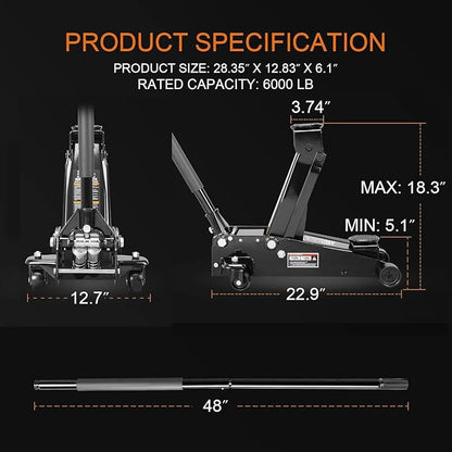 3 Ton Floor Jack Hydraulic Jack - Image 5