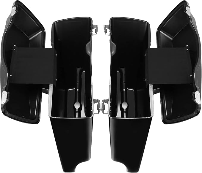 XFMT Motorcycle Stretched Saddlebags Vivid Black 5" Extended Hard Saddle Bags - Image 6