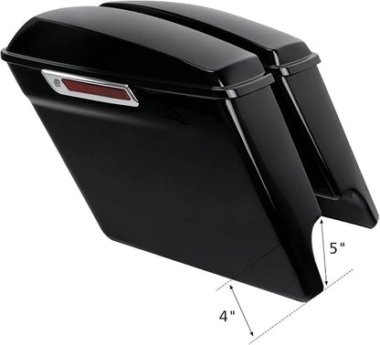 XFMT Motorcycle Vivid Black 5" Extended Stretched Hard Saddlebags Saddle Bags - Image 3