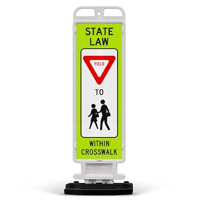 State Law Yield for Pedestrian in Crosswalk R1-6a MUTCD Sign, Double Sided 3M by SigoSigns