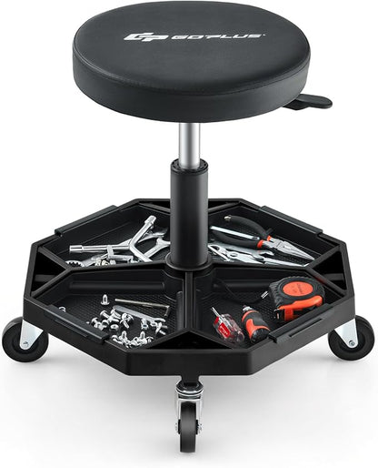 Goplus Mechanic Stool, Rolling Garage Chair by Goplus