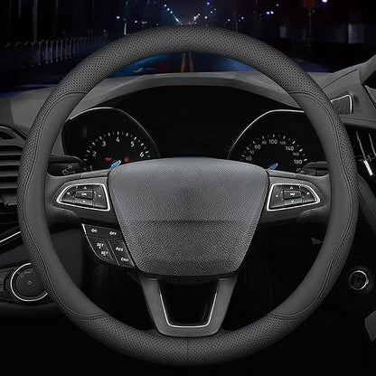 New Nappa Leather car Steering Wheel Cover, Universal 15 inch Black by HAOTULE