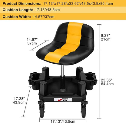 Rolling Shop Stool with Wheels, Adjustable Garage Mechanic Stool Seat Shop - Image 9