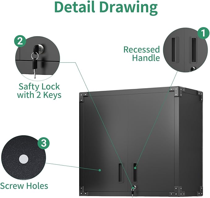 Metal Tool Cabinet, Garage Storage Cabinet System, Wall Cabinet & Locking - Image 4
