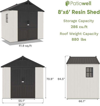 Patiowell 8 x 6 FT Plastic Outdoor Storage Shed - Image 5