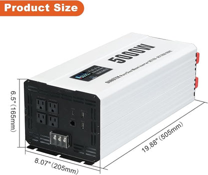 5000 Watts Power Inverter Peak 10KW, Pure Sine Wave 12V DC to 120V AC Off Grid - Image 6