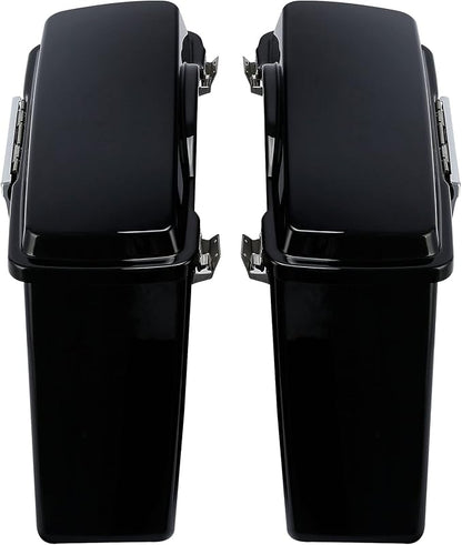 XFMT Vivid Black Hard Saddlebags Saddle Bags Trunk W/Chrome Conversion Brackets - Image 5