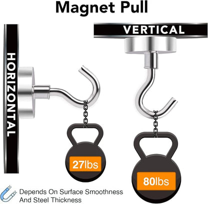 MIKEDE Magnetic Hooks, 80Lbs+ Heavy Duty Magnetic Hooks - Image 3