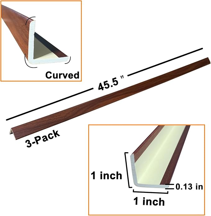 Wall Corner Protector 3PCS 45" Corner Molding Trim Oak Wood Grain Corner Trim - Image 5