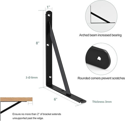 32 Pack L8 x H 6" Black Heavy Duty Shelf Brackets - Image 2