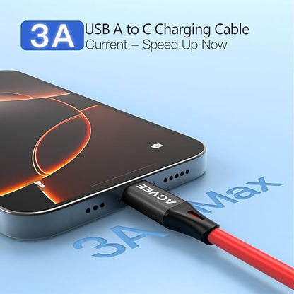 AGVEE 3ft Coiled Short USB to USB-C Charging Cable 3A Fast Charger Cord in Car - Image 2