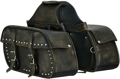 GARGOYLE BELLS Motorcycle Saddle Bags Leather Motorcycle Luggage Bag by GARGOYLEBELLS
