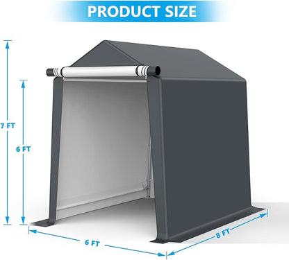 6x8FT Outdoor Storage Shelter Carport, Portable Shelter Heavy Duty Storage Shed - Image 2