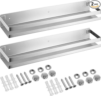 Lallisa 2 Pieces Stainless Steel Shelf Bathroom Shower Floating Shelves Wall by Lallisa