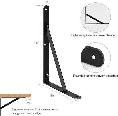 24 Pack L11 x H 8" Black Heavy Duty Shelf Brackets - Image 2