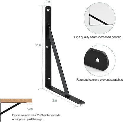 20 Pack L11 x H 8" Black Heavy Duty Shelf Brackets - Image 2