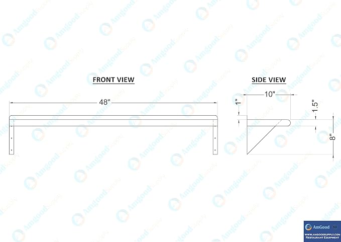 AmGood 48" Long X 10" Deep Stainless Steel Wall Shelf | NSF Certified | - Image 5