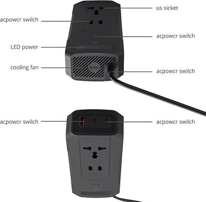 AUTTGINN 200W Car Power Inverter DC 12v to 110v AC Car Plug Adapter Outlet - Image 2