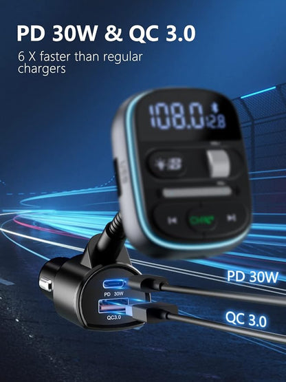LENCENT Bluetooth FM Transmitter PD 30W, Hi-Fi Bass Music, Wireless Radio - Image 2