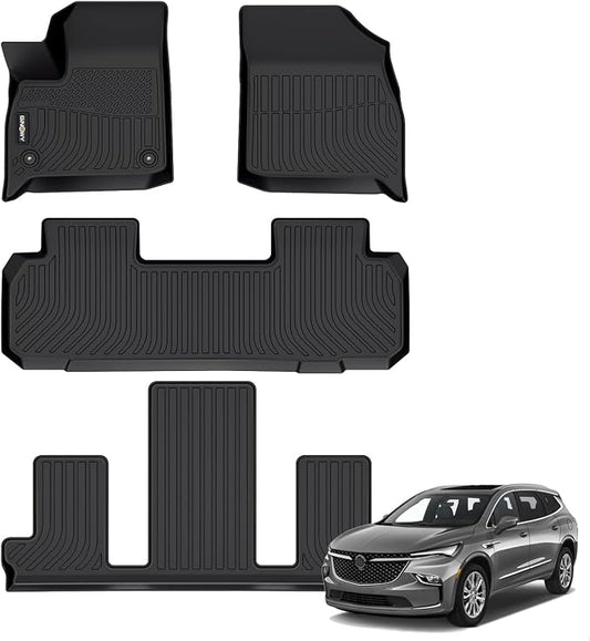 GINOWY-Floor Mats for Buick Enclave 2018-2024, TPE All Weather Mats Enclave by GINOWY