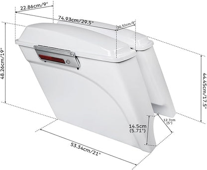 XFMT Motorcycle Stretched Saddlebags 5" Extended Hard Saddle Bags - Image 4