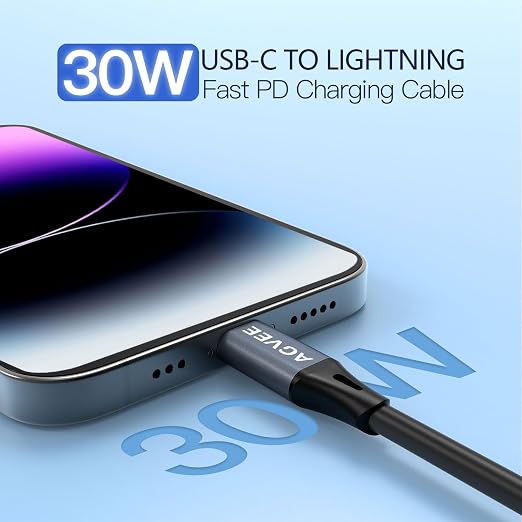 AGVEE 5ft Coiled Short USB-C to Lightning Charging Cable 30W PD Fast Charger - Image 2
