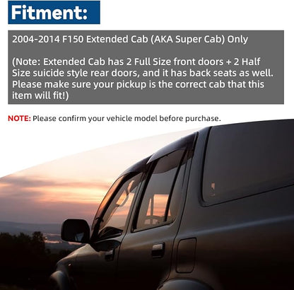 Set of 4 Front+Rear Smoke Sun Rain Guard Outside Mount Tape-On Acrylic Window - Image 4