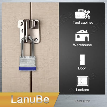 LanuBe Laminated Padlock 1-9/16inch Long Shackle 2 Pack Keyed Alike, Bulk Locks - Image 9