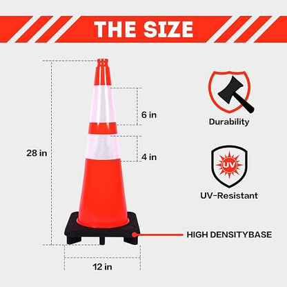Traffic Cones 28 inch 6 Pack Heavy Duty Safety Cones Orange - Image 4