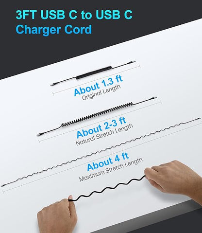 USB C Cable 3A Fast Charging 5FT Coiled USBC to USBC Charger Cable - Image 6