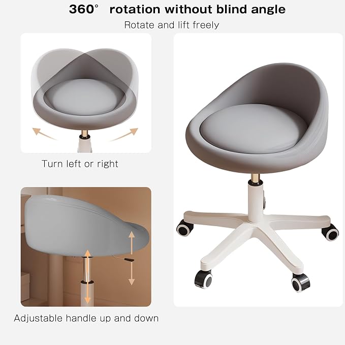 Rolling Stool Set of 6 Rolling Hydraulic Salon Stool - Image 3